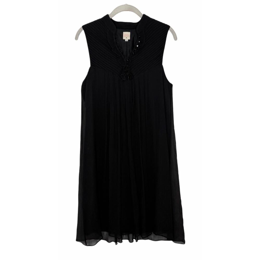 Anthropologie Lauren Moffatt 100% Silk Black Babydoll Dress Size 2